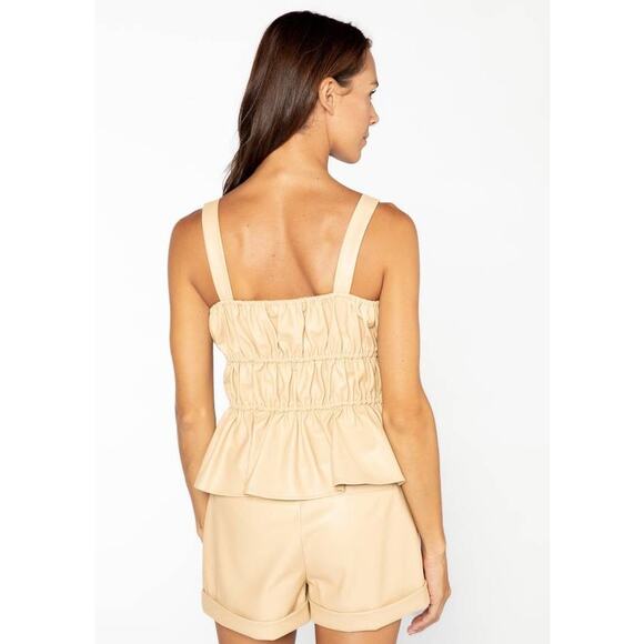 S'edge Cassi Vegan Faux Leather Cami Tank in Biscotti Tan XS XSmall NEW NWT - Picture 4 of 5